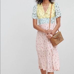 Midi mix print pretty tea dress